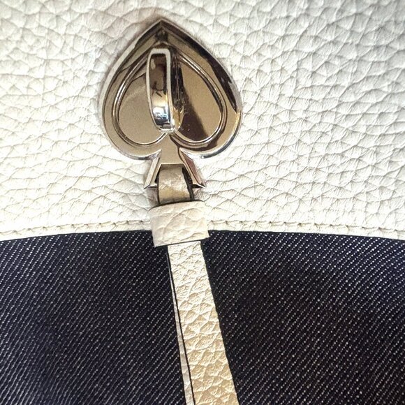Kate Spade Marti Dark Denim Shoulder Bag with White Pebbled Leather Accents NWOT - Picture 12 of 12